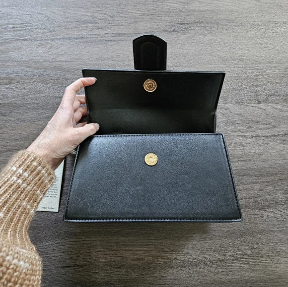 KAYLA + AVA Black Vegan Leather Miranda Mini Crossbody Bag Purse NWT - Picture 5 of 11